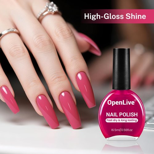 OpenLive Rose Red Nail Polish - 16.5ml Quick Dry Formula for Long-Lasting Shine | Perfect for DIY Nail Art