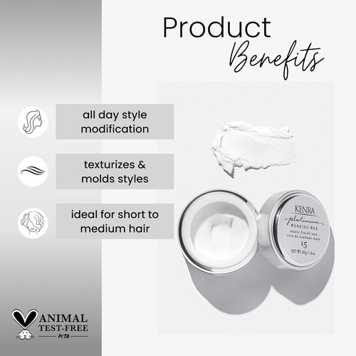 Kenra Platinum Working Wax 15 - Matte Finish Styler for Medium, Flexible Hold | Non-Greasy Crème Formula