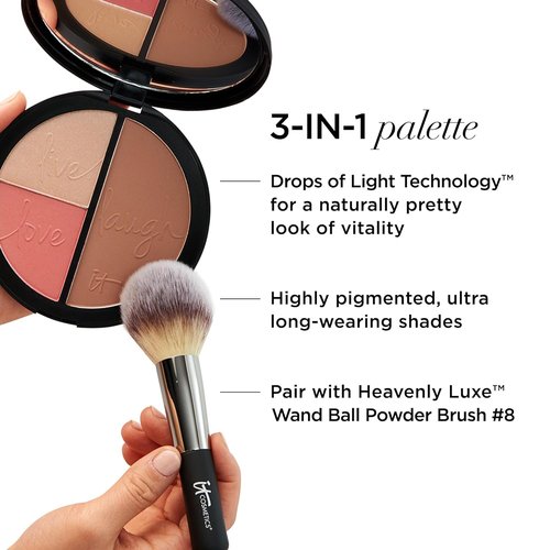 IT Cosmetics Your Most Beautiful You 3-in-1 Makeup Palette | Matte Bronzer, Luminizer & Blush with Peptides