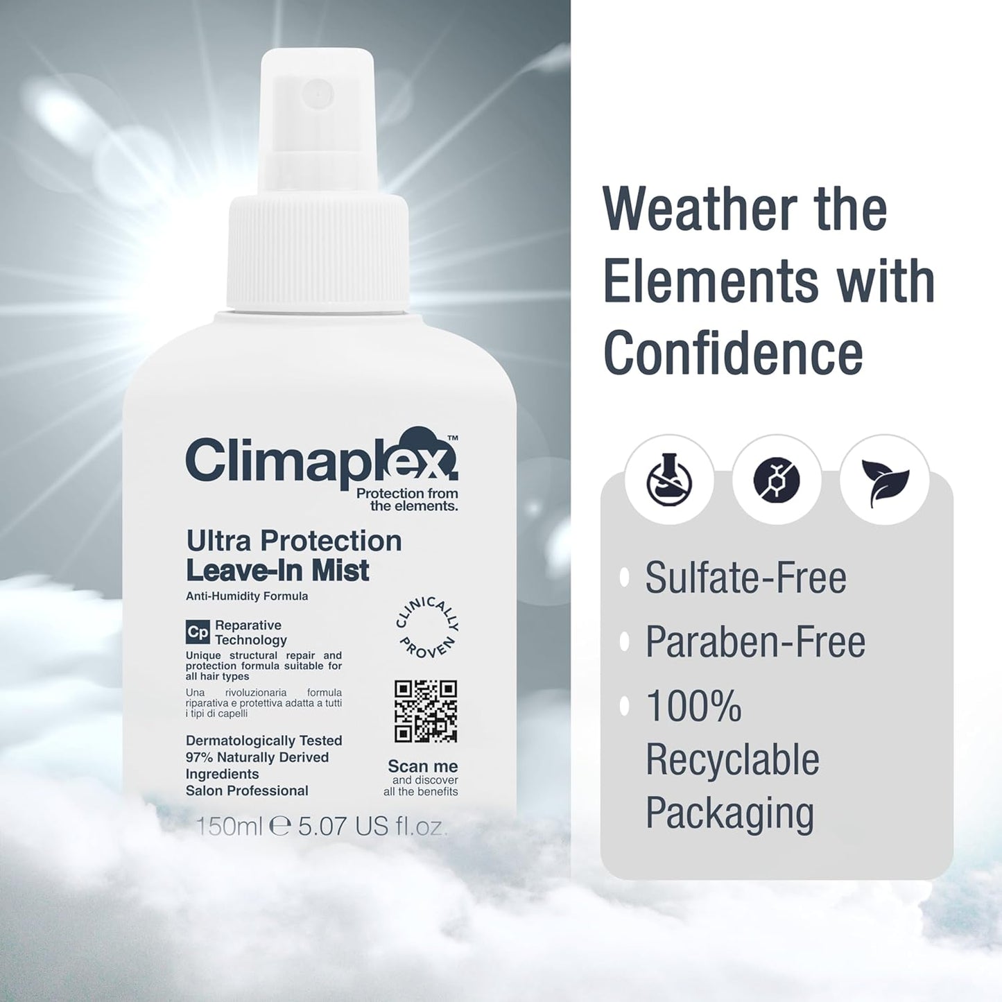 Climaplex Leave-In Mist - Ultra Protection for Frizz Control & Shine - 5.07 oz Hydrating Formula