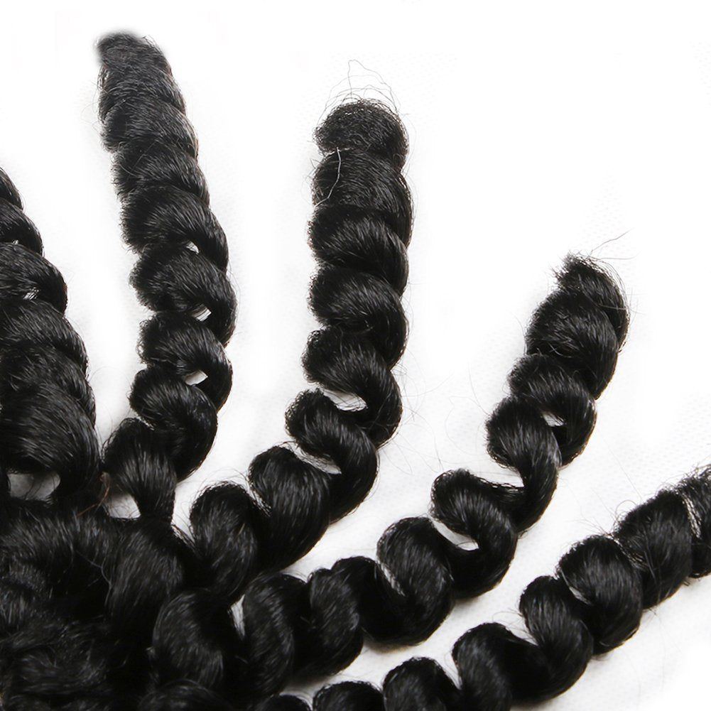 6 Pcs Jumpy Afro Kinky Twist Crochet Braid Natural Black Jamaican Bounce Synthetic Braiding Hair Extension 8 Inch 20 Strands 1B