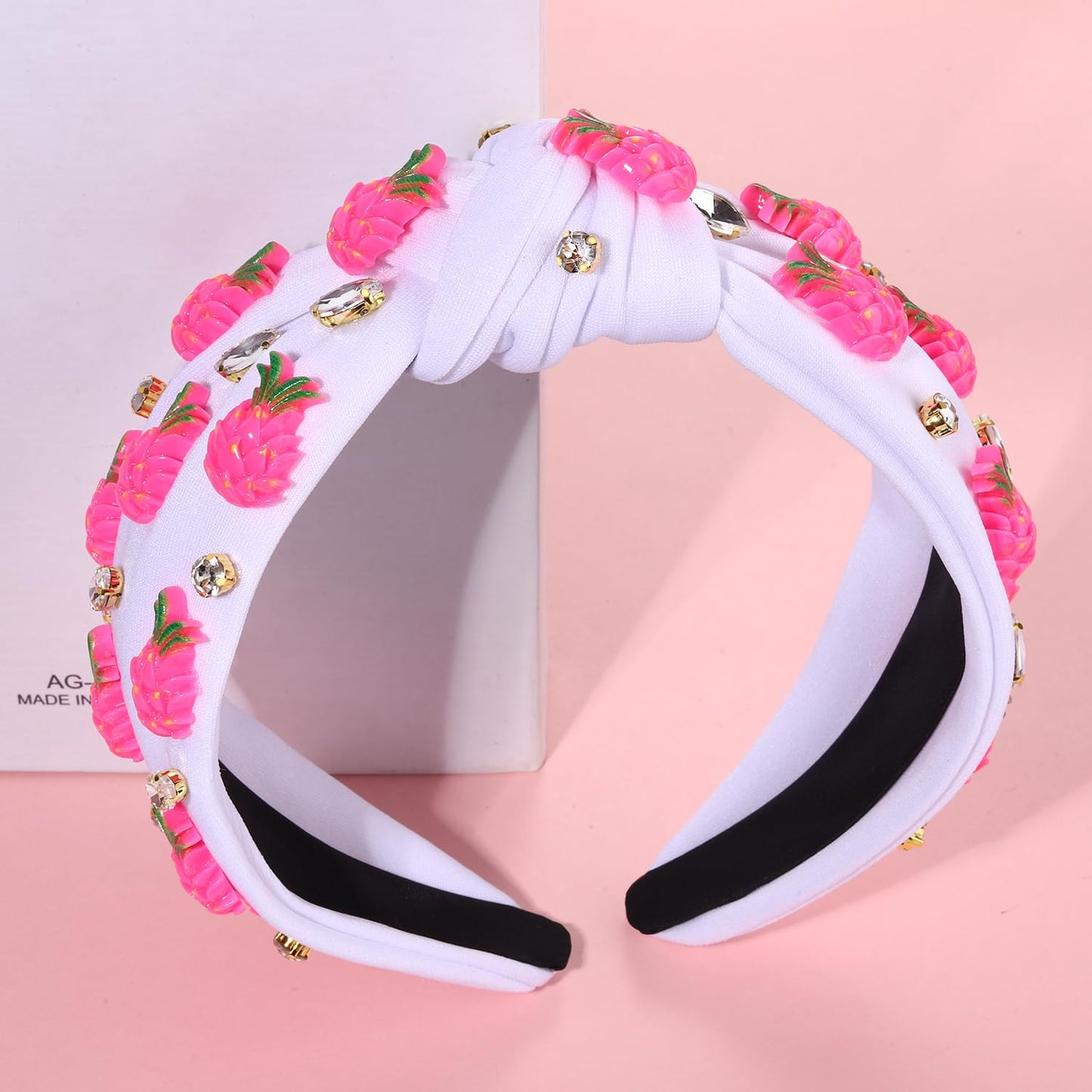 VOGUEKNOCK Fruit Headbands for Women Girls Tropical Dragon Fruit Knotted Headband Summer Beach Headwear Hair Accessories (Dragon fruit-White)