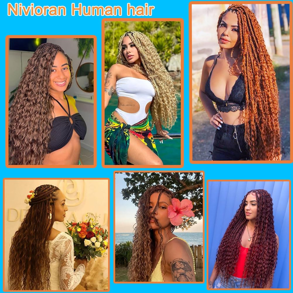 Niviorvan 350 Ginger Orange Human Braiding Hair 18 Inch 1 Bundle 50 g Deep Wave Bulk Human Hair for Braiding No Weft Curly Human Hair Extensions for Boho Braids Wet and Wavy Human Hair Braiding Hair