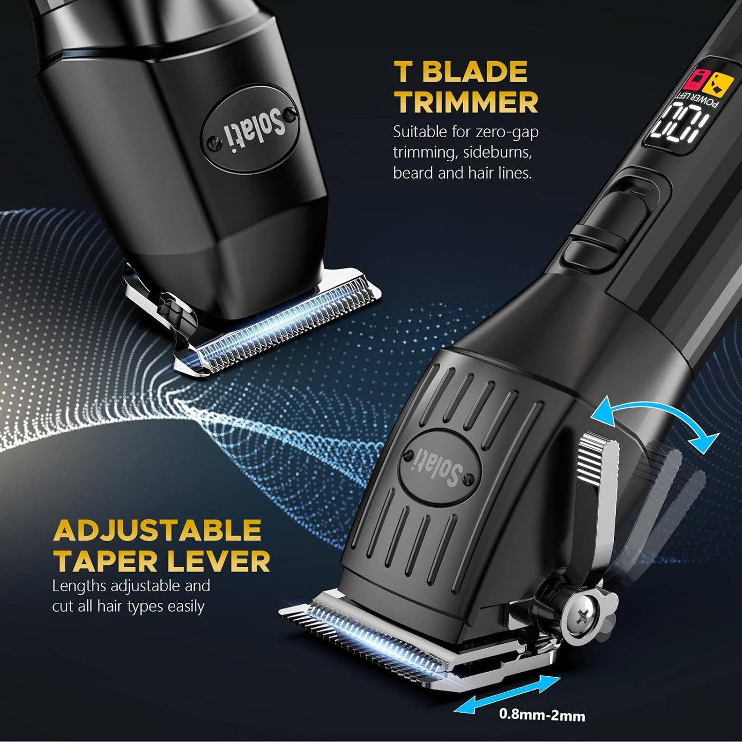 Skiennix Professional Hair Clippers - Cordless Beard Trimmer Kit with LED Display | Rechargeable Grooming Set for Men, Women & Kids (Black)
