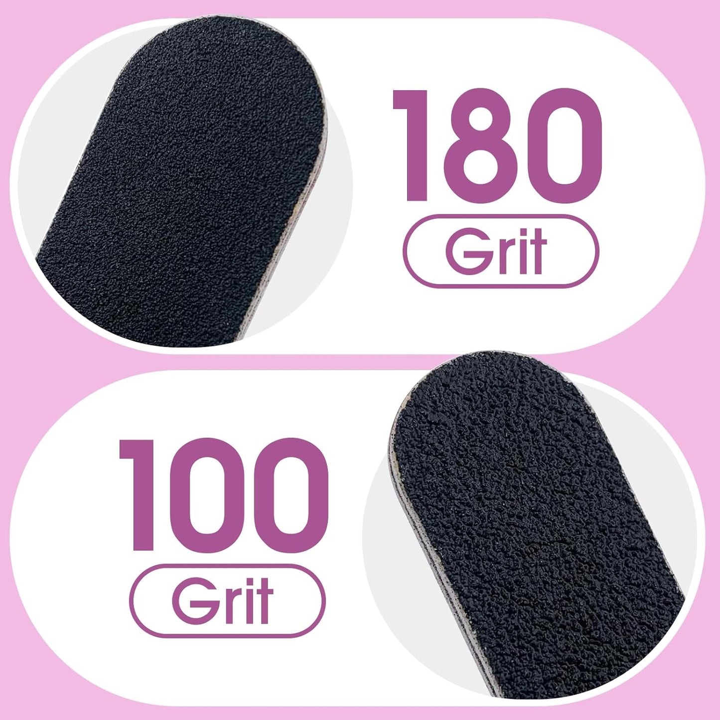 Skiennix 10 PCS Nail Files - Double-Sided 100/180 Grit Emery Boards for Acrylic Nails | Black