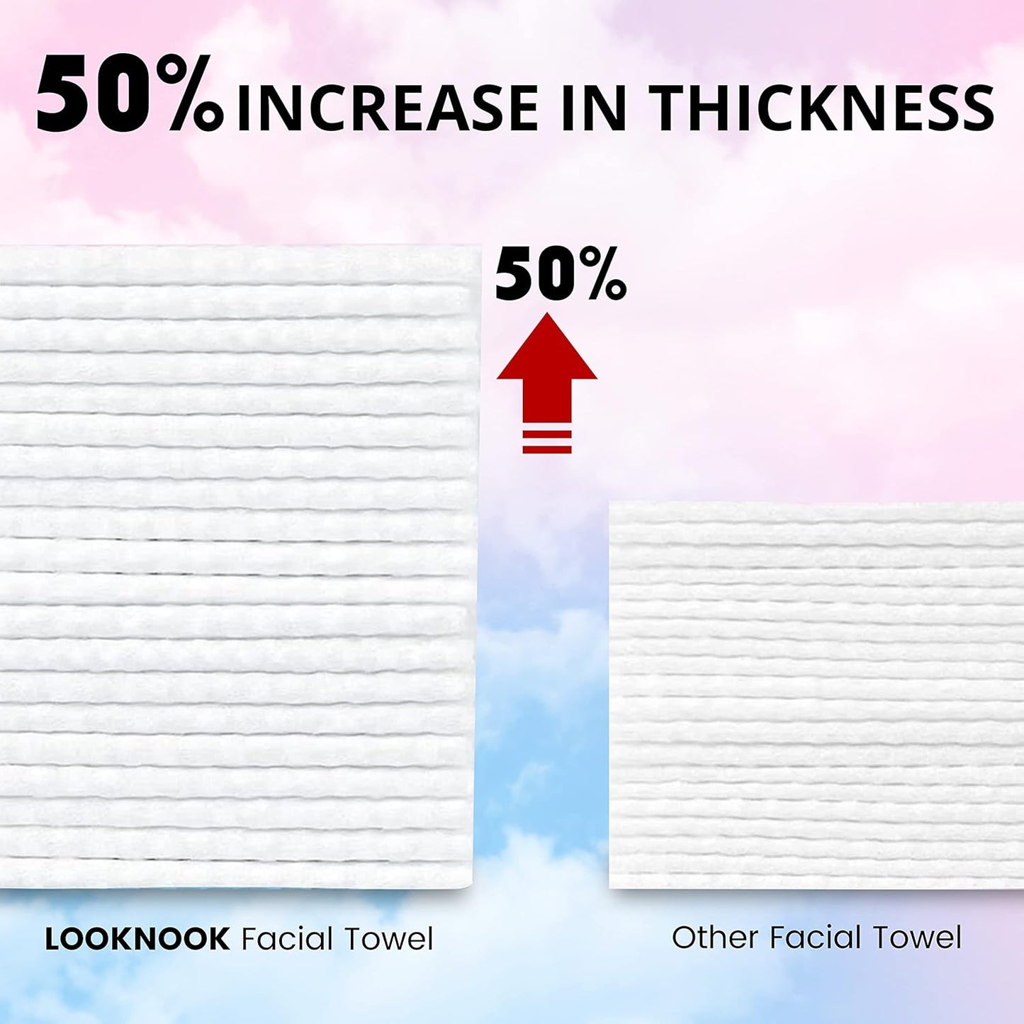 Skiennix Disposable Face Towels - 50% Thicker, Soft for Sensitive Skin | 70 Count, 6 Pack