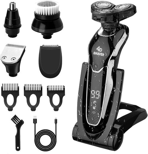 BestMal 5-in-1 Electric Shaver Razor for Men - Waterproof Rechargeable with Nose Trimmer & Face Brush