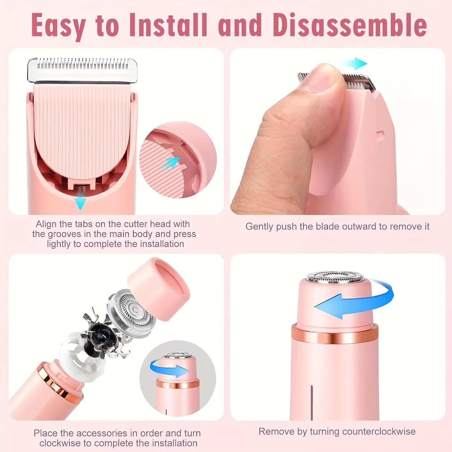 Skiennix Bikini Trimmer - 2-in-1 Cordless & Waterproof Electric Shaver for Women | Painless Hair Removal in Purple