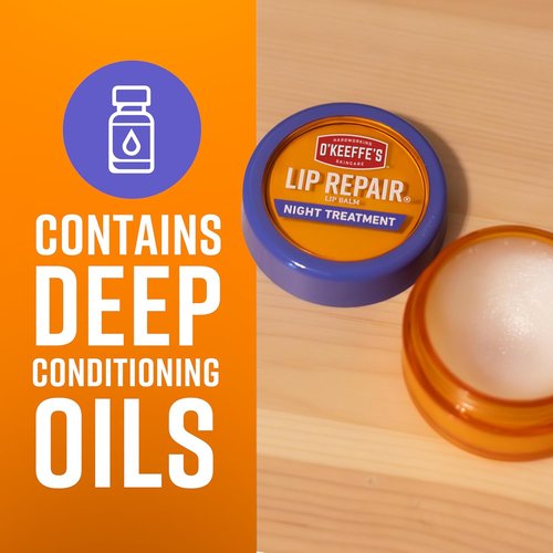 O'Keeffe's Lip Repair Night Treatment Balm - Moisturizing Formula for Dry, Cracked Lips | 0.25 Oz (2 Pack)