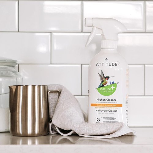 ATTITUDE Kitchen Cleaner Spray - EWG Verified Plant-Based Degreaser | Citrus Zest Scent, 27.1 Fl Oz