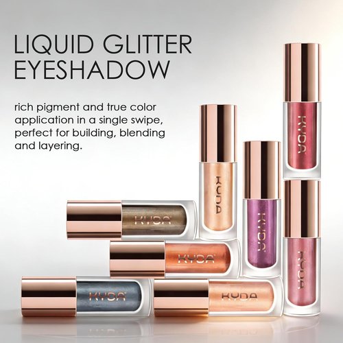 KYDA Liquid Glitter Eyeshadow - High Pigment Champagne Metallic Formula | Long-Wearing, Crease-Resistant 0.25oz