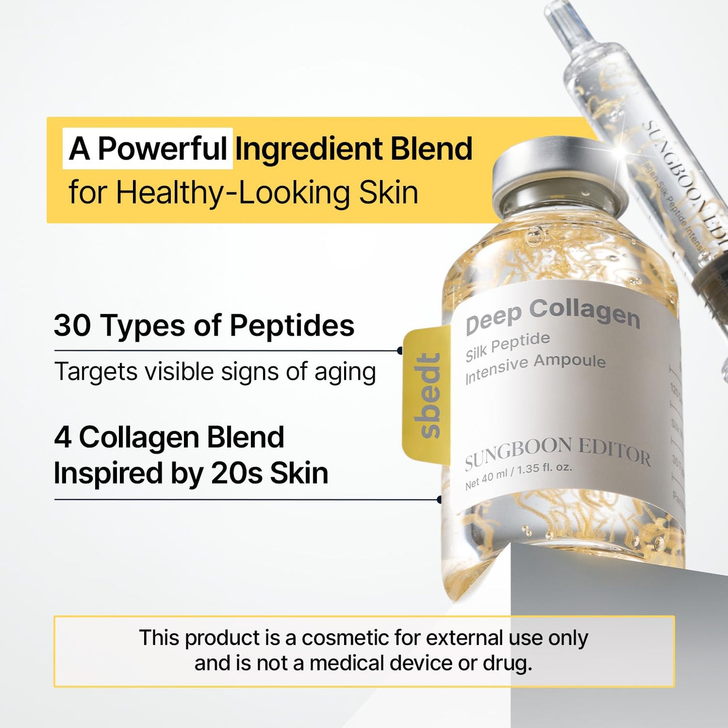 SUNGBOON EDITOR Glow Intensive Silk Peptide Ampoule - Hydrating Copper Peptides Serum for Smooth Skin | 1.35 fl oz