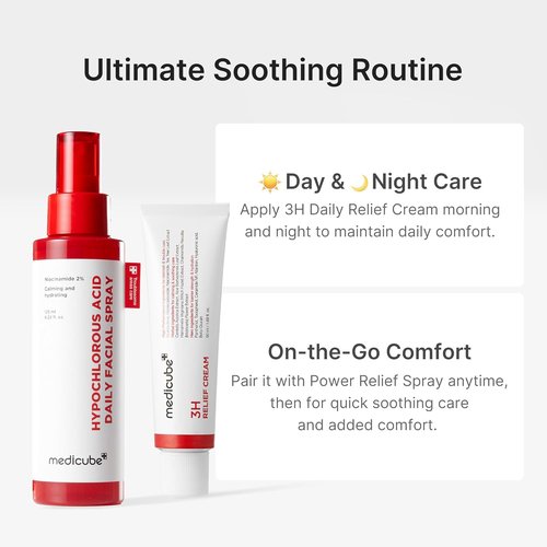 Medicube 3H Daily Relief Cream - Soothing Moisturizer for All Skin Types | Lightweight Hydration with Guaiazulene & Ceramide