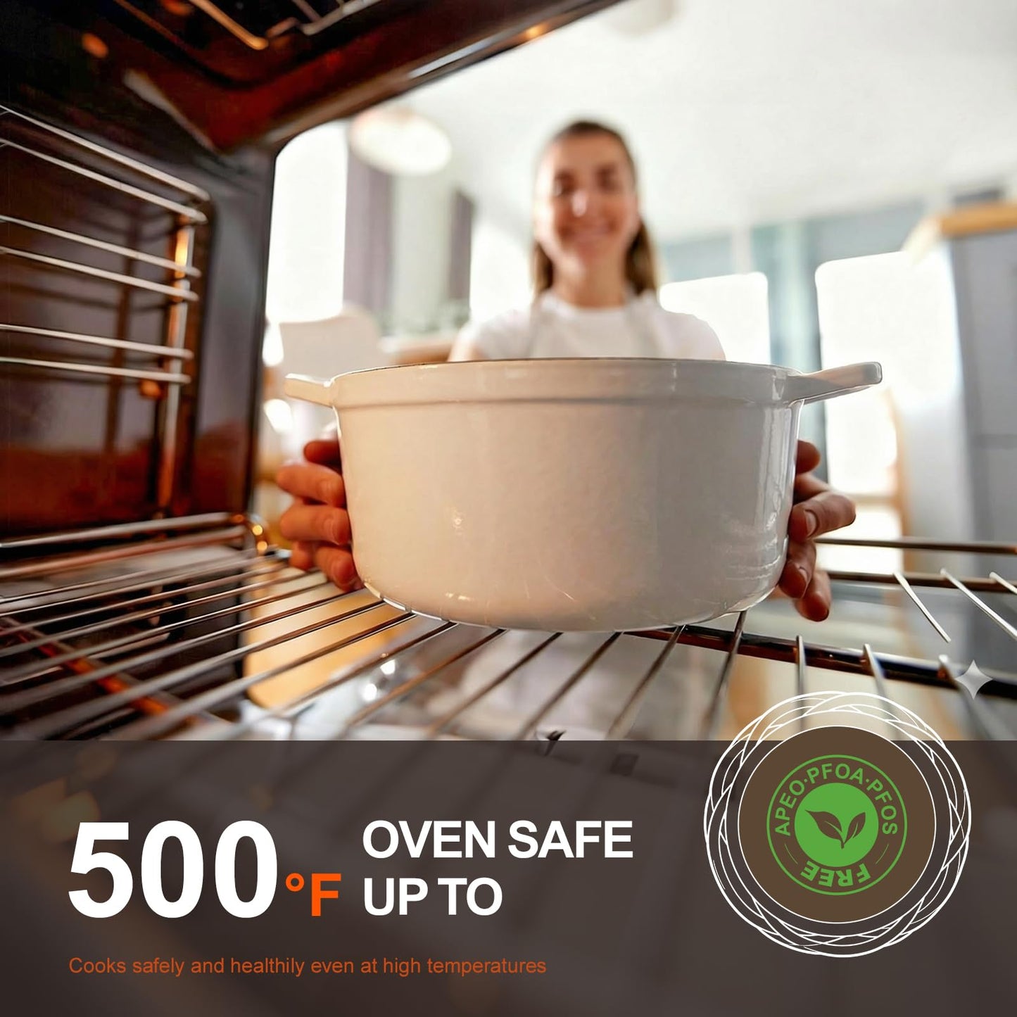 Overmont Enameled Cast Iron Dutch Oven - 4.5QT Pot with Lid Cookbook & Cotton Potholders - Heavy-Duty Cookware for Braising, Stews, Roasting, Bread Baking bottle green