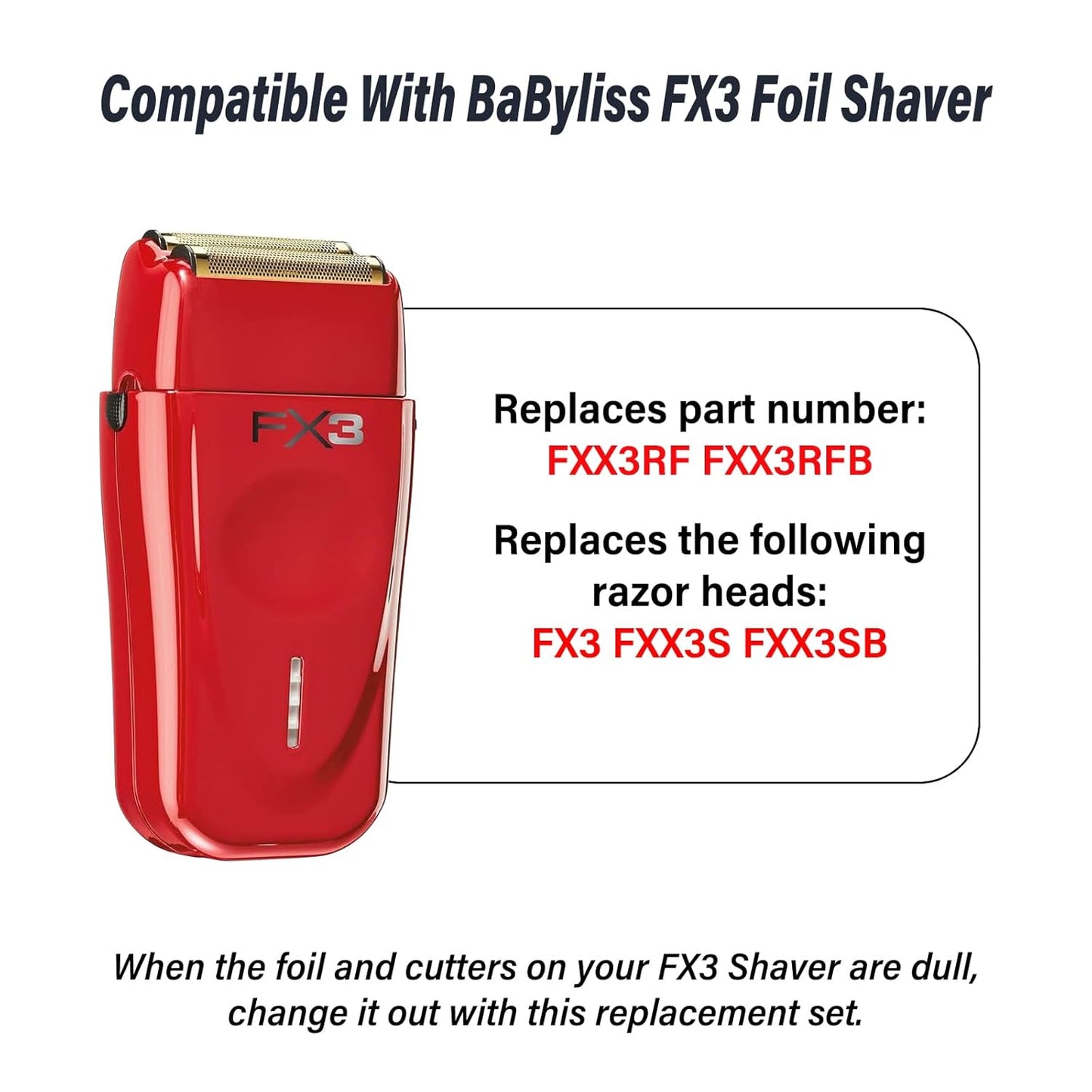 BaByliss Pro FX3 Foil Shaver Replacement Head - Red Foil with 2 Cutters for Professional Shaving