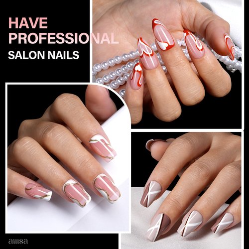 AILLSA Short Square Nail Tips - Half Matte False Nail Tips 15 Sizes 120pcs Pre-filed Nails Tips, Fake Tips Press on Nails for Home Salon Daily Nail Art