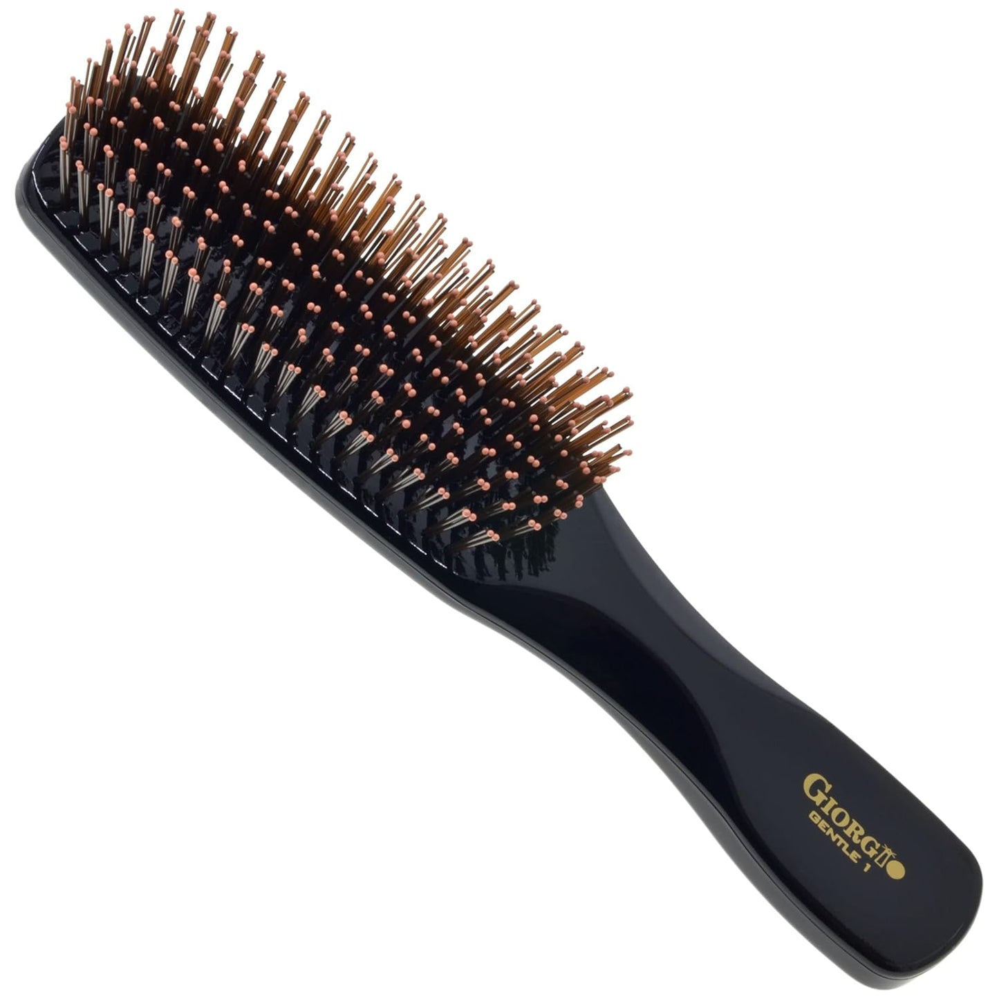 Giorgio Gentle Black Hair Brush - 7.75 Inch Detangler for Men, Women & Kids | Soft Bristles for Sensitive Scalp