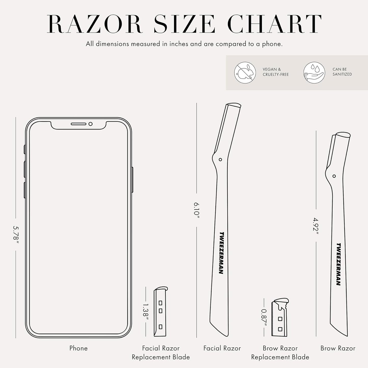 Tweezerman Stainless Steel Facial Razor - Precision Grooming Tool for Smooth Skin