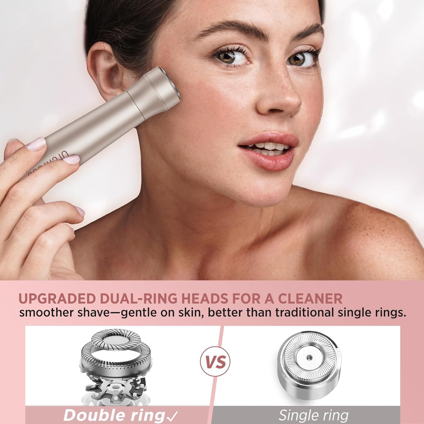 Skiennix Electric Razor for Women - 2-in-1 Painless Rechargeable Shaver for Face, Legs & Bikini Area