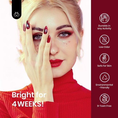 Beetles Glitter Red Gel Nail Polish Wine Red Shimmer Gel Polish 1Pcs 0.5Oz 15ml Soak Off UV LED Nail Lamp Nail Art Manicure Salon DIY Home Nail Design Decoration