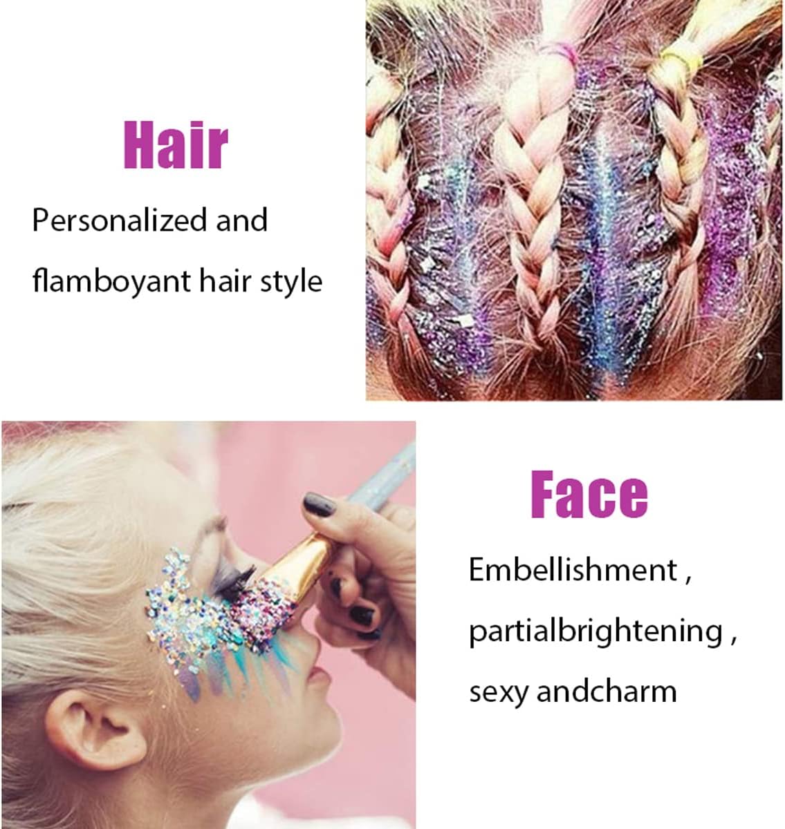 Skiennix White Face Glitter Gel - Sparkling Mermaid Body Glitter for Festivals & Halloween | 50ML