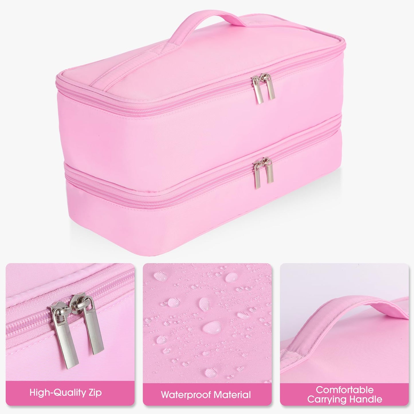 GENCAM Double-Layer Carrying Case for Shark Flexstyle, Travel Case for Shark 430/440 Flex Style, Portable Storage Bag for Shark Flexstyle/Dyson Airwrap Styler and Attachments (pink)