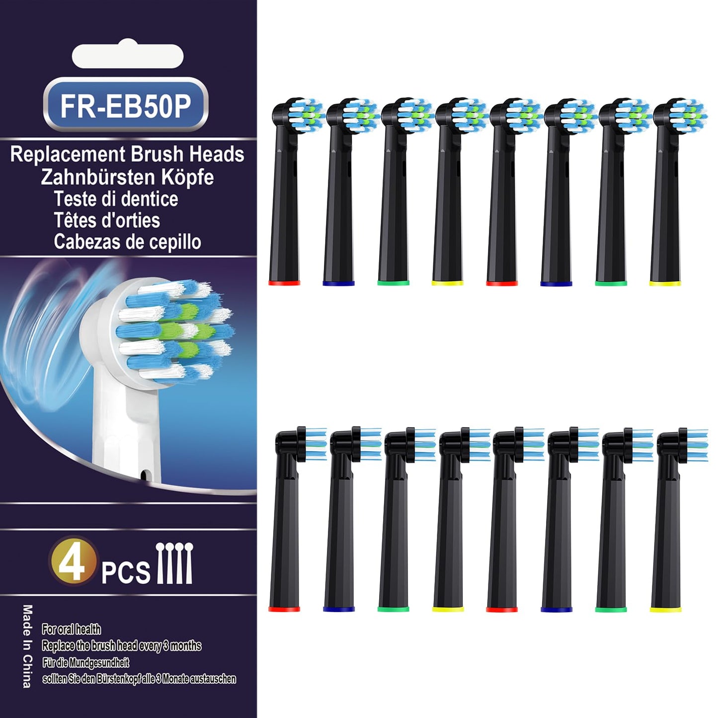 Replacement Toothbrush Heads Compatible with Oral B, Cross Sensitive Electric Brush Head Refills for Pro 1000 Genius X Smart 1500, Medium Softness Round Brush Head by BKIX