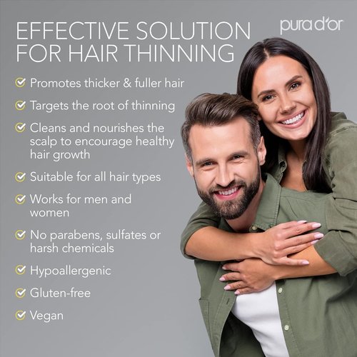 PURA D'OR Original Gold Label Anti-Thinning Shampoo - Clinically Tested Biotin & Argan Oil Formula | Sulfate-Free, 16 fl oz