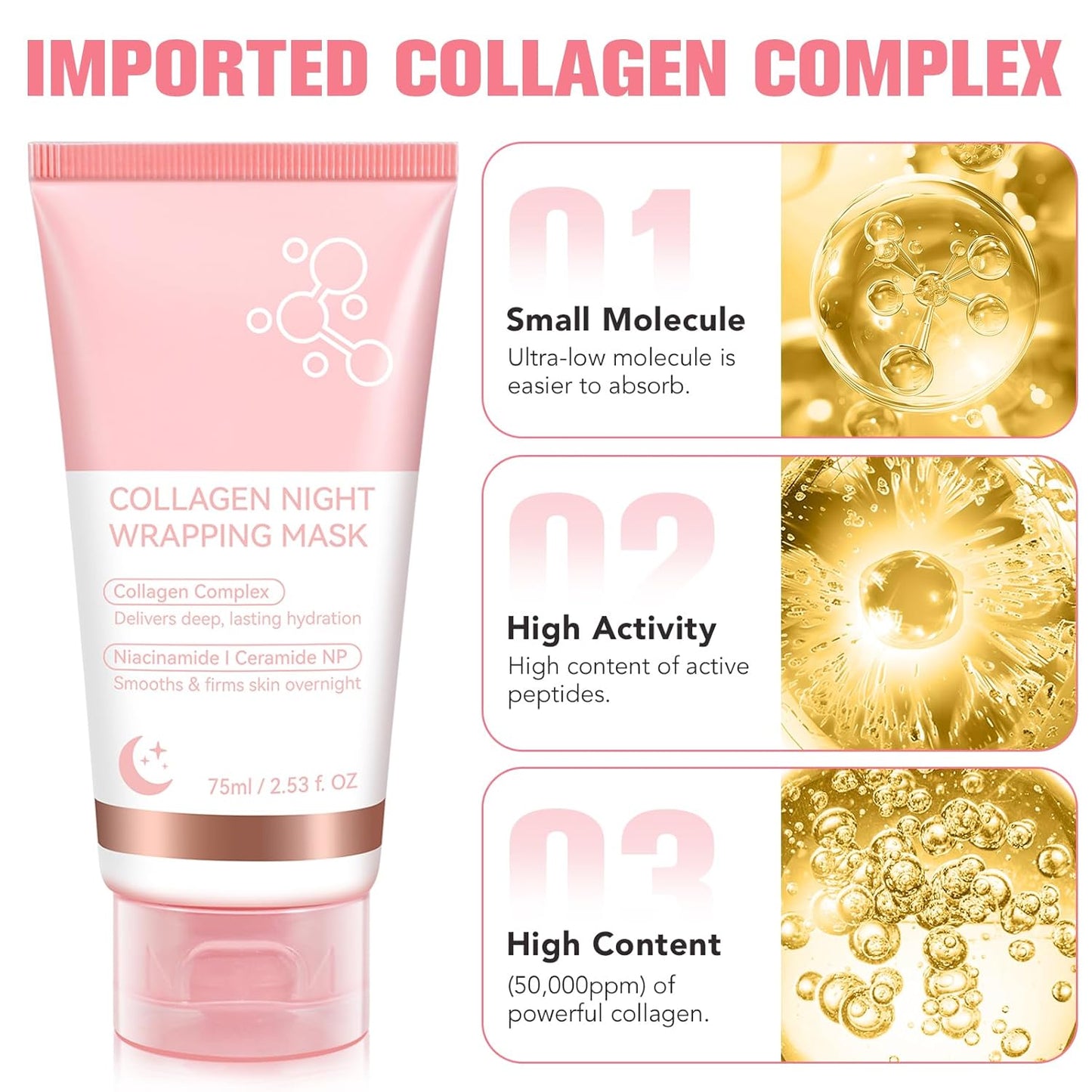 Skiennix Collagen Night Mask - Hydrating & Tightening Facial Treatment for Elasticity | 50ml