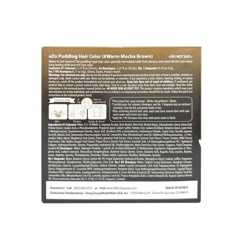 eZn Pudding Hair Dye - Warm Mocha Brown | No-Drip, Ammonia-Free, Long-Lasting Semi-Permanent Color with Keratin