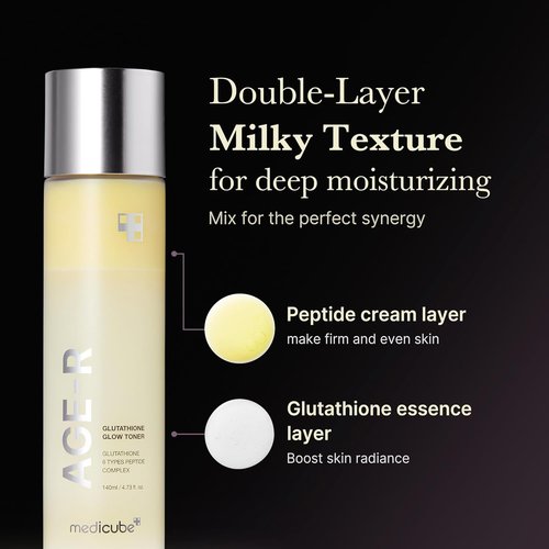 Medicube Age-R Glutathione Glow Milky Toner - Low-Irritation Double Layer for Radiant, Even Skin Tone