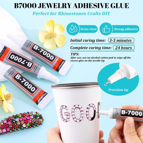 12100Pcs Resin Rhinestones for Crafting with 3Pcs 10ml B7000 Jewelry Glue, 2 Boxes Flatback Crystals Diomand (Light Pink) for Bedazzling Crafts DIY Nail Art Makeup，Non Hotfix Gems for Clothing Shoes