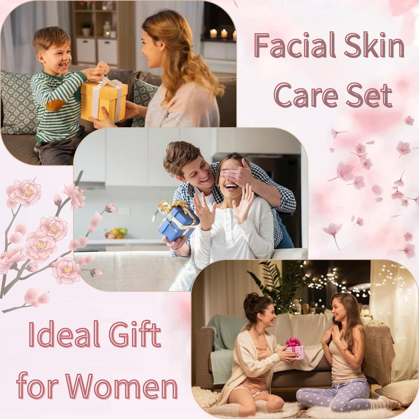 Japan Sakura Skincare Set - 8 Pcs Teenage Skin Care Set - Skin Care for Teens 10-12 - Skincare for Girls 10-12 - Teen Skin Care Kit with Sleeping Face Mask,Cleanser,Face Cream,Headband
