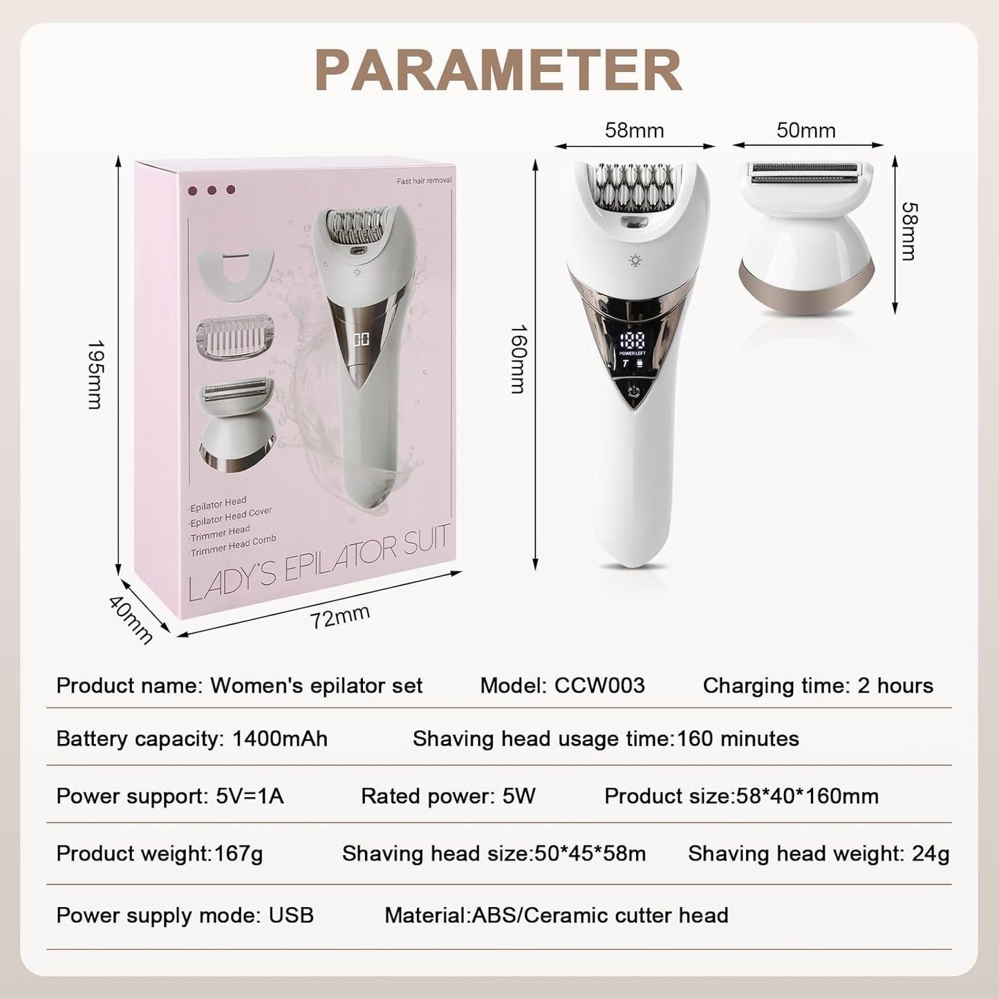 Skiennix Cordless Epilator for Women - Fast Hair Removal for Legs, Arms & Armpits | Wet & Dry, 2 Speeds