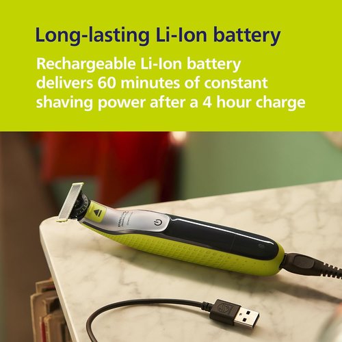 Philips Norelco Electric Beard Trimmer & Groomer - 5-in-1 Adjustable Comb, Black/Lime Green