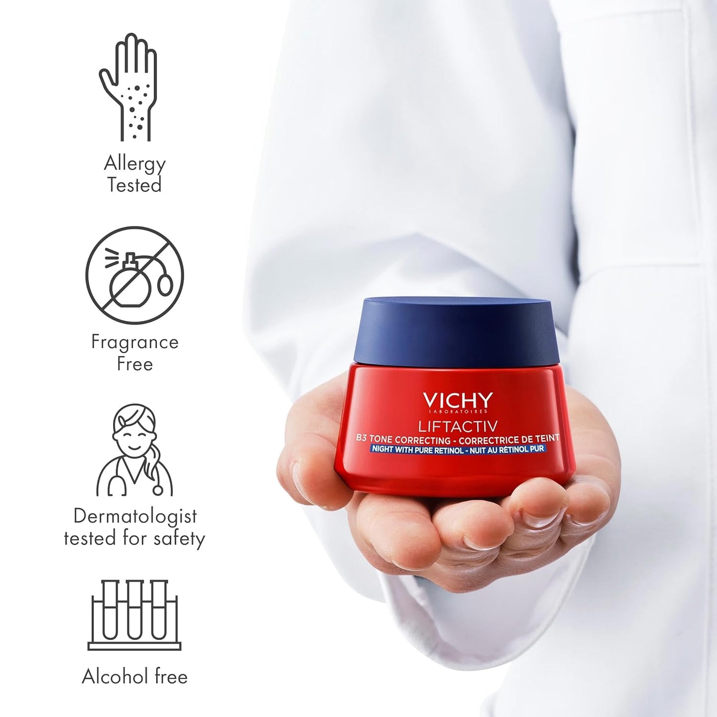 VICHY Liftactiv B3 Night Cream - 4% Niacinamide & 0.15% Pure Retinol for Even Skin Tone & Smooth Wrinkles