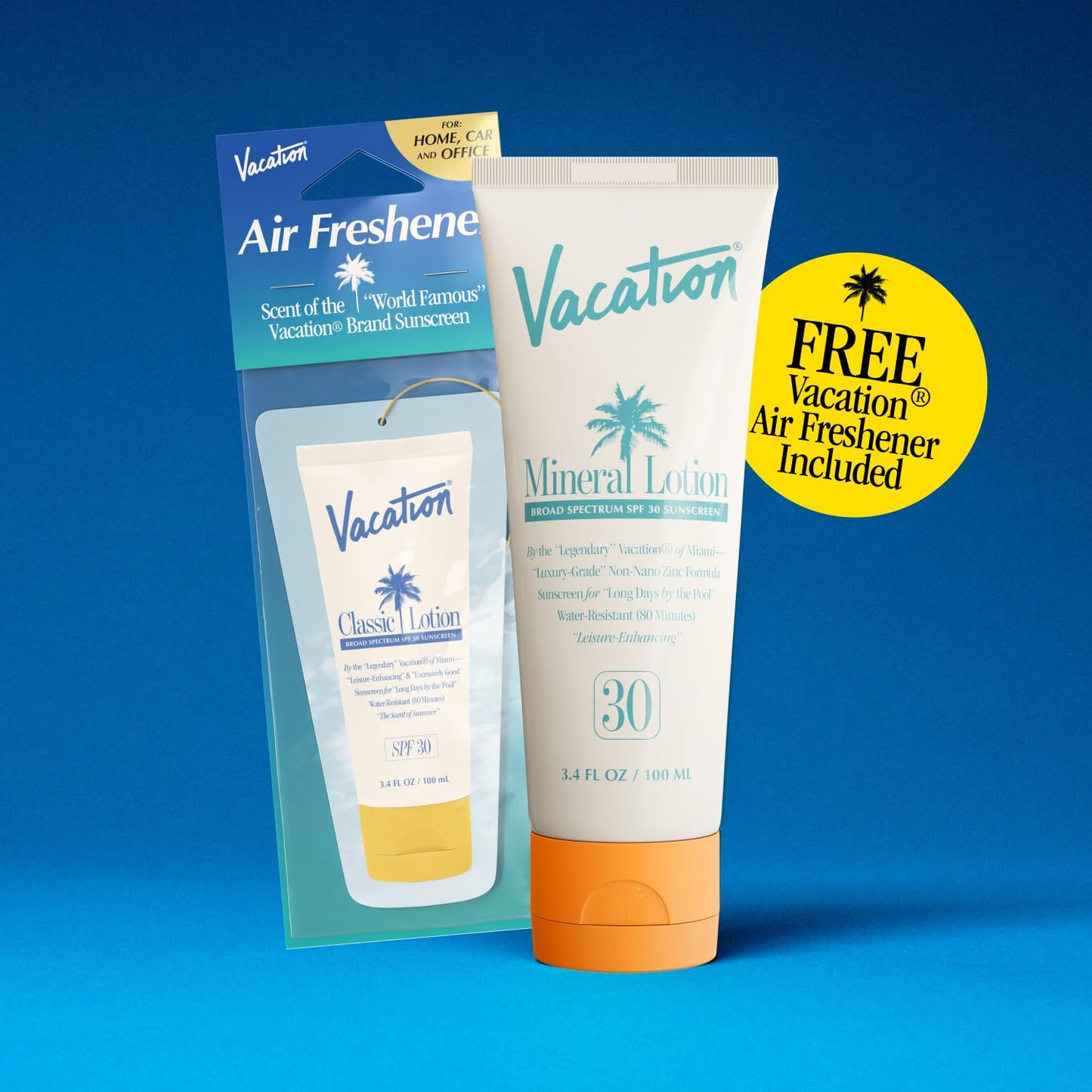 Vacation Mineral Lotion Sunscreen SPF 30 - Non-Nano Zinc Oxide, Water-Resistant, Travel Size 3.4 Fl. Oz.