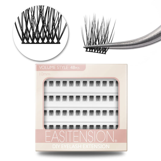 DIY Eyelash Extension, 3D Effect Glue Bonded Band Individual Lash 48 Clusters Volume Lashes Set, Home Eyelash Extension, C curl Lashes Pack 10MM-48 Clusters