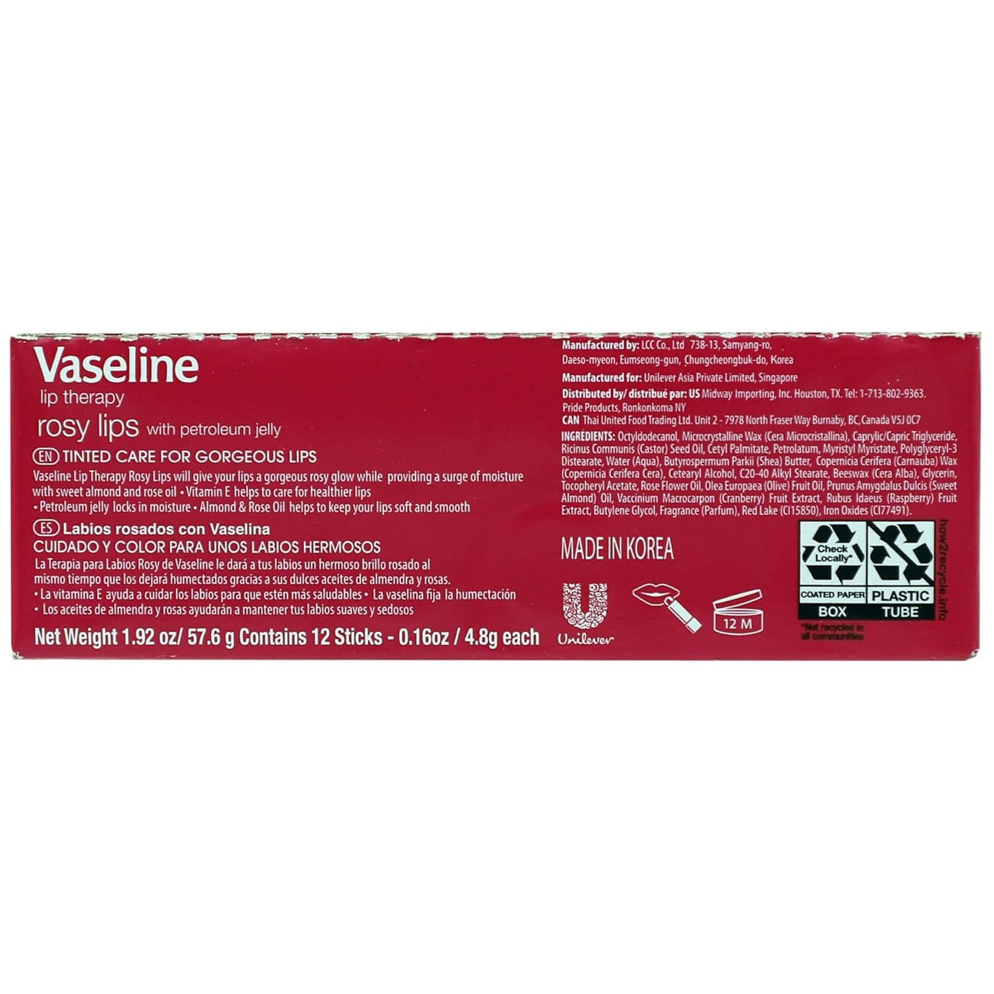 Vaseline Lip Balm - Fast-Acting Nourishment for Chapped & Cracked Lips - 12 Sticks in One Box