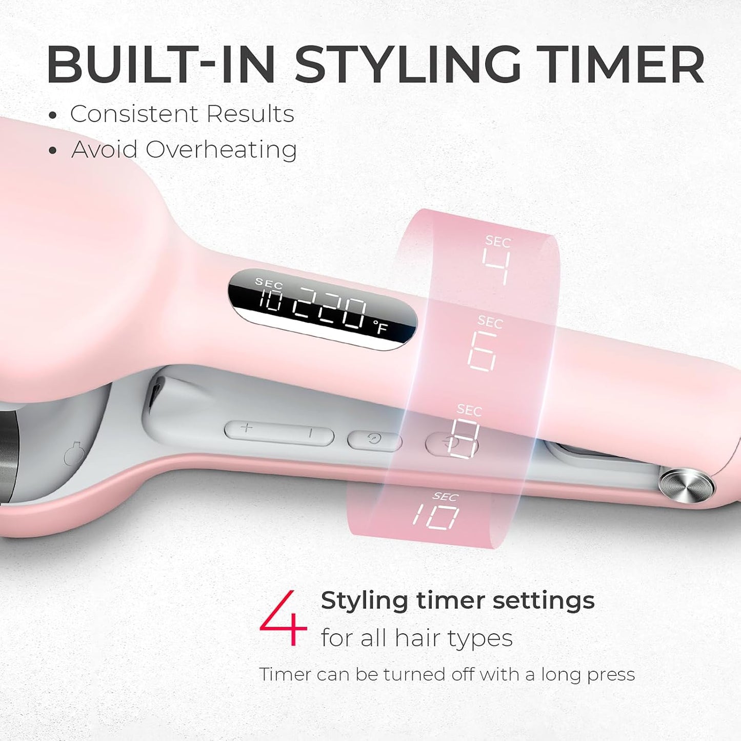 TYMO ROVY Curling Iron - Ionic 3-Barrel Hair Waver for Beach Waves, Anti-Scald, Pink, 1.25 Inch