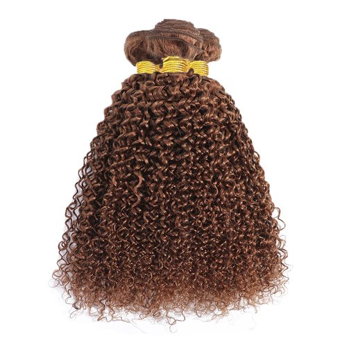 Color #30 Bundles Brown Kinky Curly Human Hair Bundles 8A Unprocessed Brazilian Virgin Remy Human Hair 3 Bundles 8 8 8 Inch Light Brown Curly Bundles Hair Extensions Brown Bundles