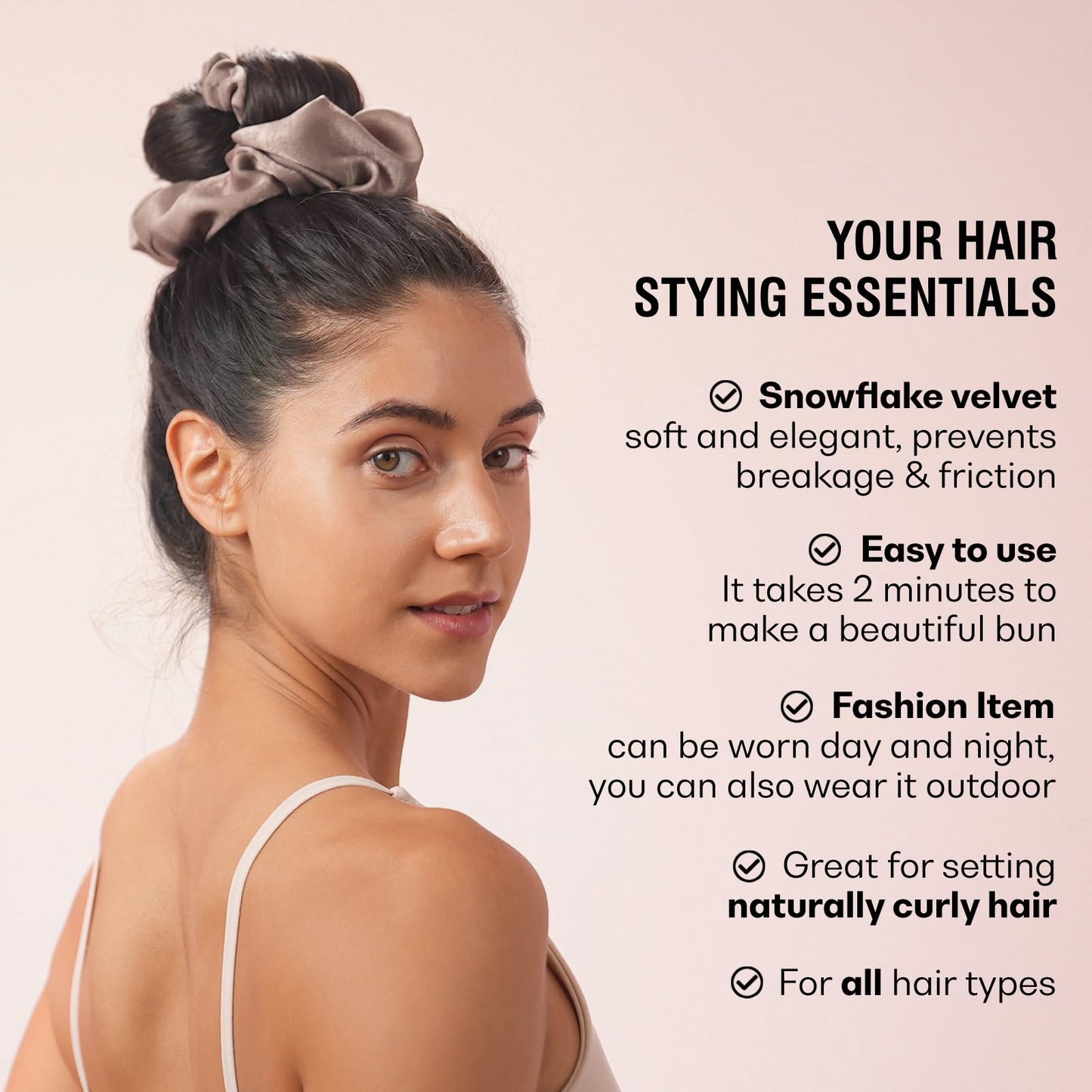 BLINKEEN Heatless Curling Scrunchie, Heatless Hair Curler to Sleep In, No Heat Curls for Long Hair, Soft Sleep Hair Roller (Navy blue)