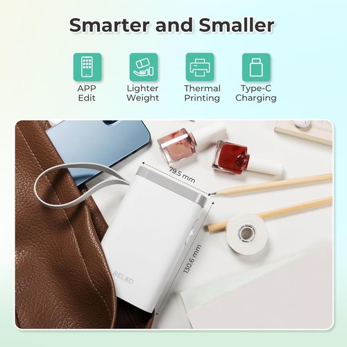 Nelko Label Maker - P21 Bluetooth Mini Printer with Multiple Templates for Home & Office - White