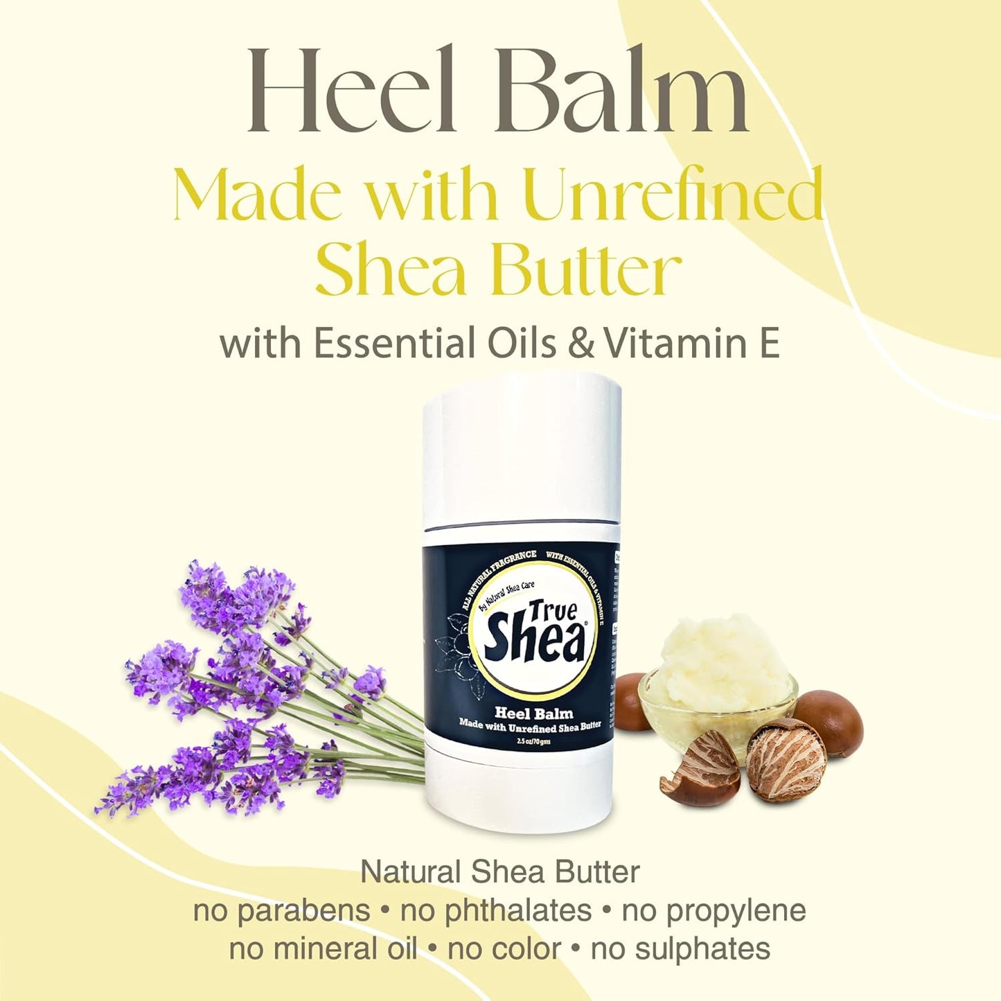 True Shea All-Natural Heel Balm - Moisturizing Foot Balm for Cracked Heels & Dry Feet | 2.5 oz