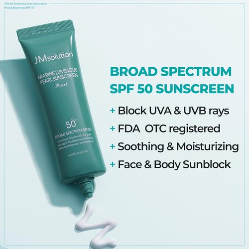JMsolution Korean Sunscreen SPF 50+ PA++++ - Hydrating Glow Formula | Lightweight, Non-Greasy | Marine Pearl UV Cream (1.69 fl. oz)