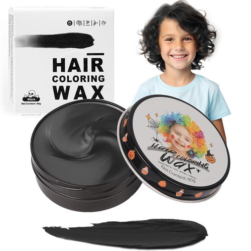 Hansuby Temporary Black Hair Color Wax - Washable Styling Mud for Kids & Teens | Perfect for Cosplay & Halloween