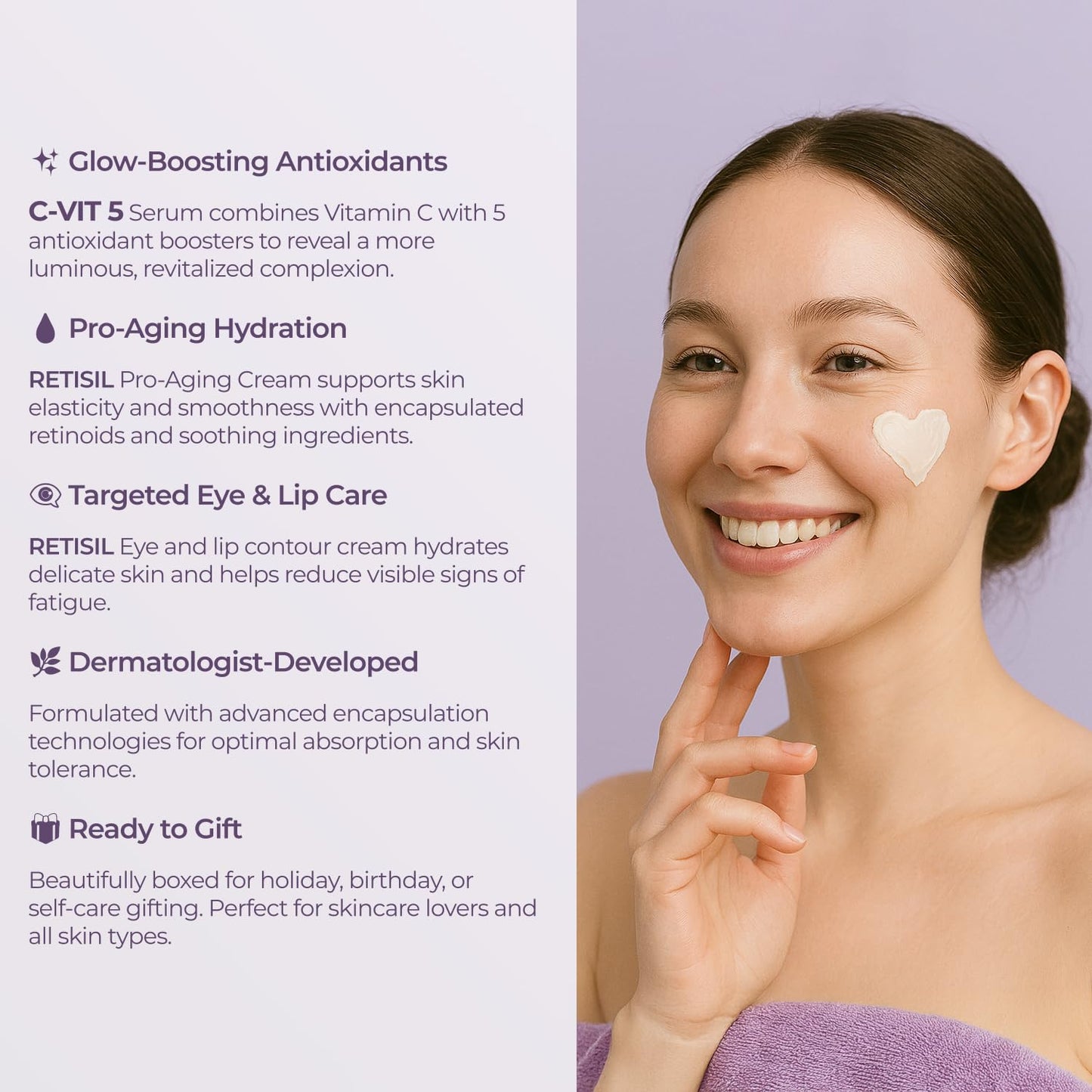 Sesderma Intense Renewal Gift Set - C-VIT 5 Vitamins Serum 1.0 fl Oz, RETISIL Pro-Aging Cream 1.7 fl Oz & Eye and Lip Contour 0.5 fl Oz | Brighten & Nourish All Skin Types