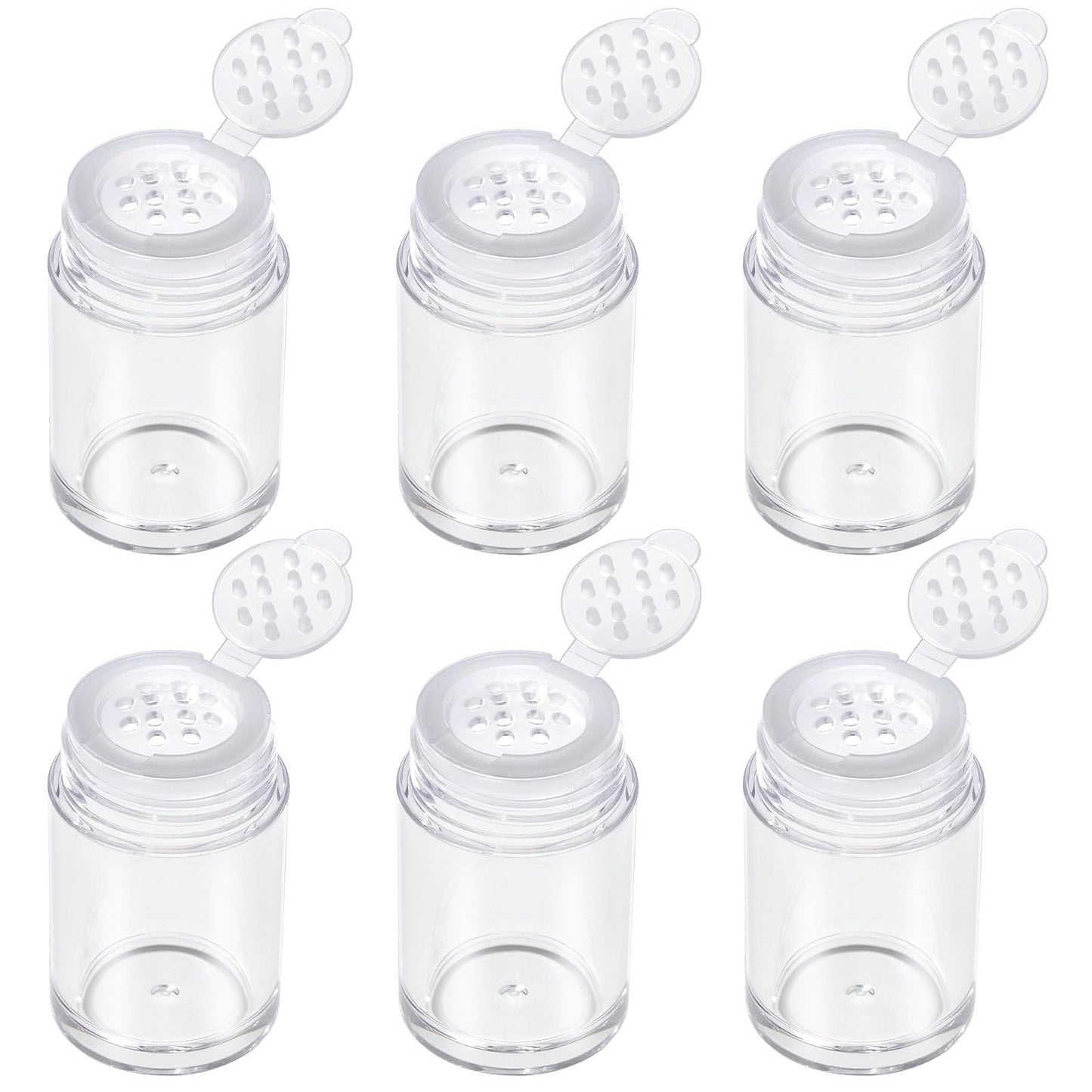 RAYNAG 6 Pieces Mini Empty Loose Powder Bottle Travel Cosmetic Glitter Powder Eye Shadow Shaker Bottle with Sifter and Lids (12 holes)
