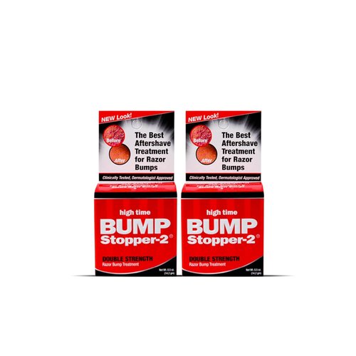 High Time Bump Stopper 2 Double Strength Ingrown Hair Cream - Aftershave Lotion for Men & Women | 0.5 OZ (2 Pack)