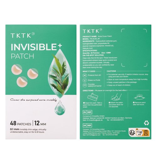 TKTK Pimple Patches, 12 mm Invisible Acne Patches for Face with Salicylic Acid, 0.01cm Extra Thin Outer Edge, Hydrocolloid Zit Patch for Pustule, Whitehead, Cystic Acne Spot, 48 Count